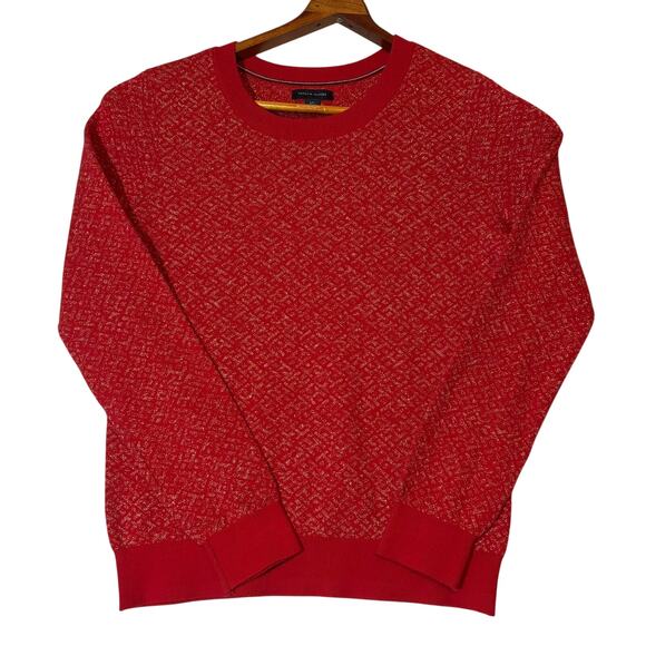Tommy Hilfiger Sweaters - Tommy Hilfiger Women Red & Gold-Toned Embroidered Shimmery Pullover Sweater Sz S